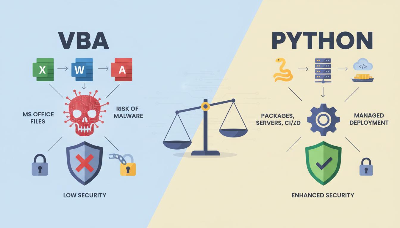Сравнение VBA и Python. Развертывание, безопасность и корпоративные правила